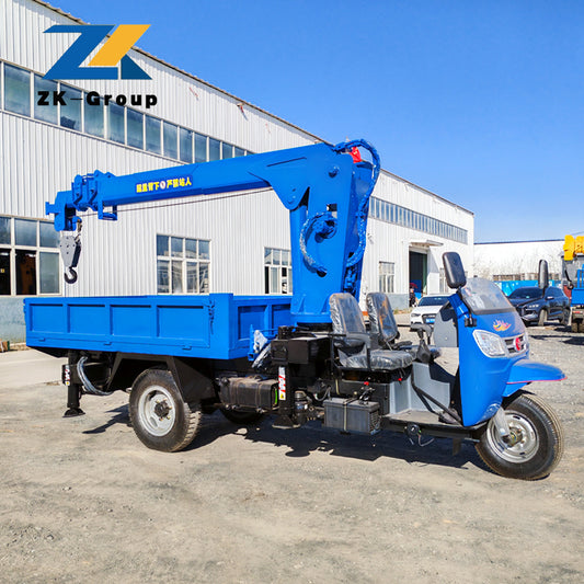 Tricycle equipped with a crane
