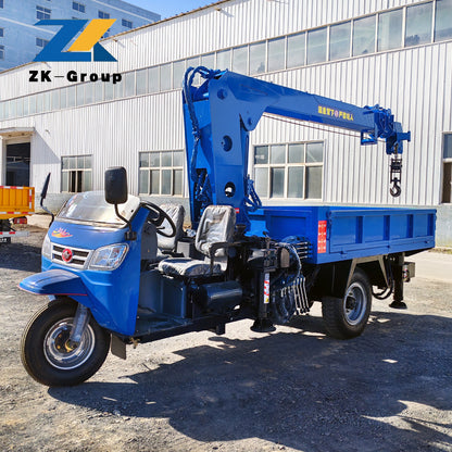 Tricycle equipped with a crane