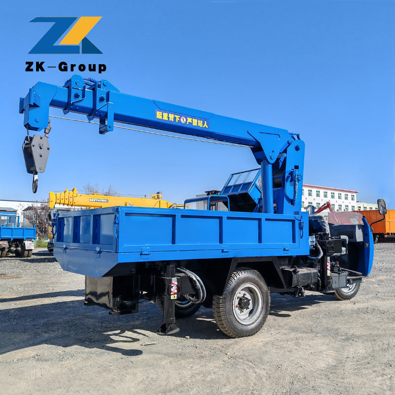 Tricycle equipped with a crane